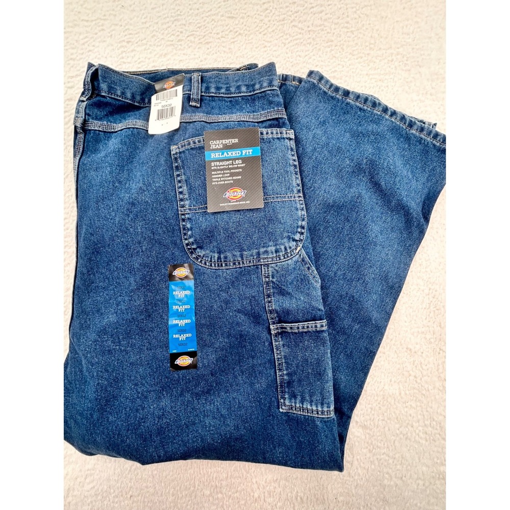 Dickies Mens Relaxed Fit Carpenter Jeans Straight Leg Blue 50x32 19294SNB NWT